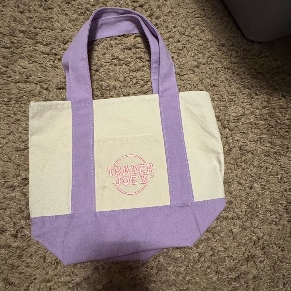 Trader Joe's Lavender and Cream Tote Bag